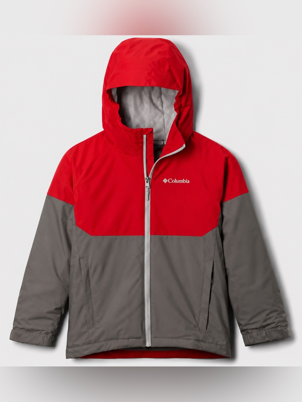 Columbia Boys Alpine Ski Snow Jacket Red Gray Size L 14/16